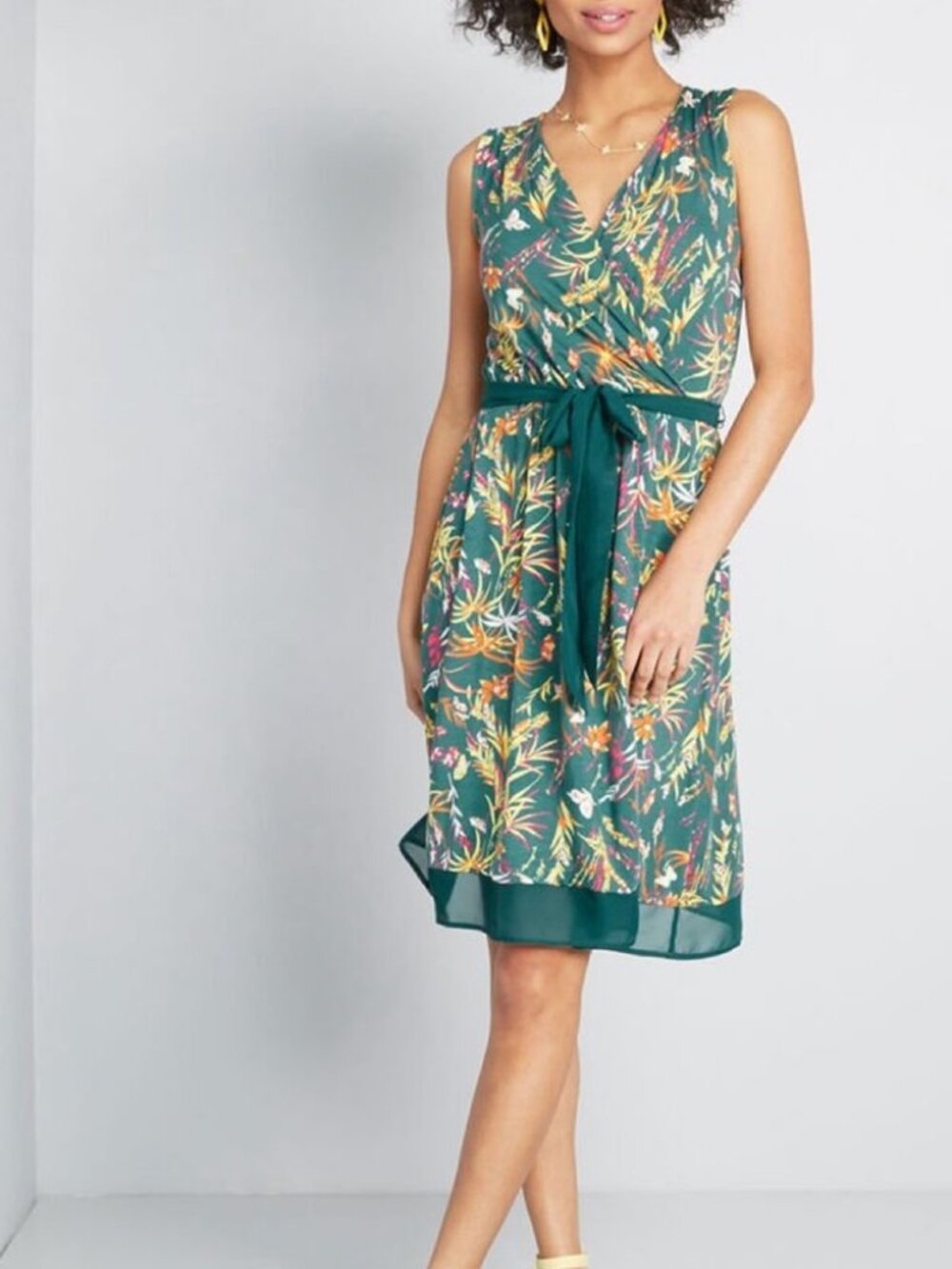 ModCloth Tropical Floral Flowers Butterflies Jersey Dress XL - Picture 10 of 10